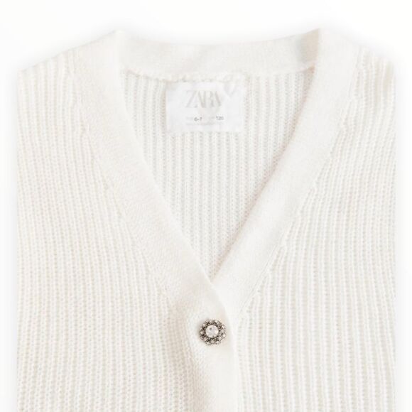 ZARA Kids | White | FLAP POCKET KNIT VEST - Picture 2 of 4